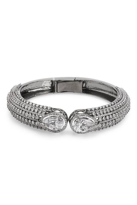 Buy Curio Cottage Silver Plated Diamonds, Pearls Faux Cuff Bracelet Online at Aza Fashions Buy_Curio Cottage_Silver Plated Diamonds, Pearls Faux Cuff Bracelet_Online_at_Aza_Fashions