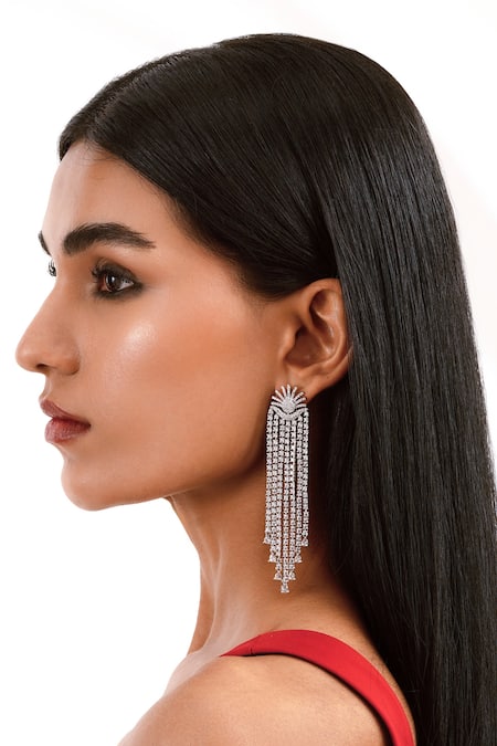 Curio Cottage The Diamante Cascading Waterfall Earrings 