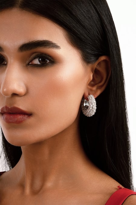 Curio Cottage The Diamante Frosted Hoop Earrings 