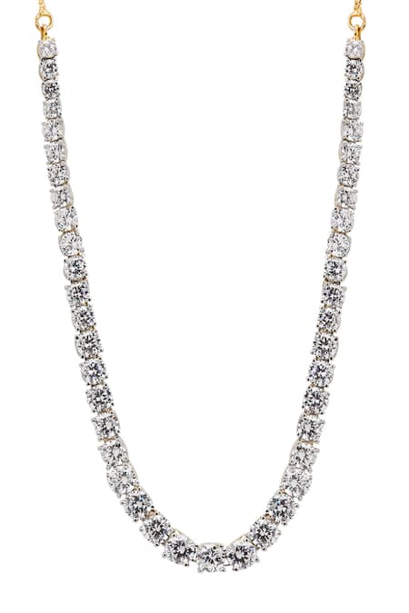 Buy Curio Cottage Silver Plated Imitation Diamonds Faux Choker Set Online at Aza Fashions Buy_Curio Cottage_Silver Plated Imitation Diamonds Faux Choker Set_Online_at_Aza_Fashions