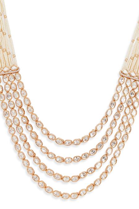 Buy Curio Cottage Gold Plated Zari Kundan Layered Necklace Set Online at Aza Fashions Buy_Curio Cottage_Gold Plated Zari Kundan Layered Necklace Set_Online_at_Aza_Fashions