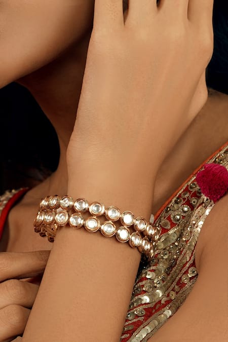 Curio Cottage Halo Dual Row Kundan Bangle 