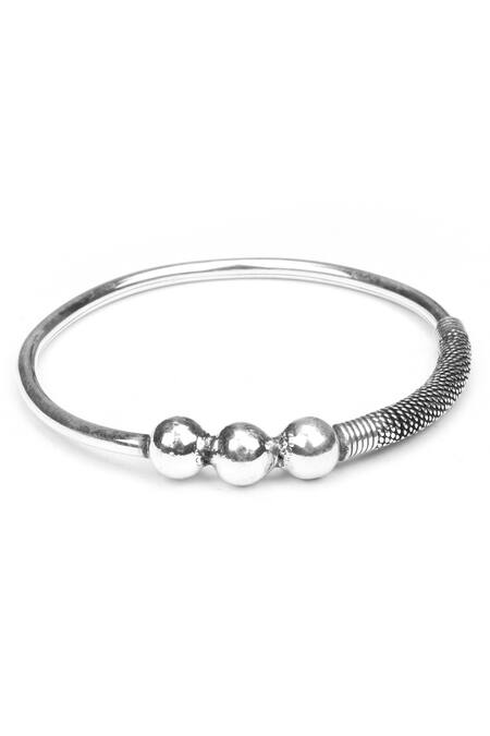 Shop Sangeeta Boochra Silver Plated Triple Beaded Textured Bracelet at Aza Fashions Shop_Sangeeta Boochra_Silver Plated Triple Beaded Textured Bracelet _at_Aza_Fashions