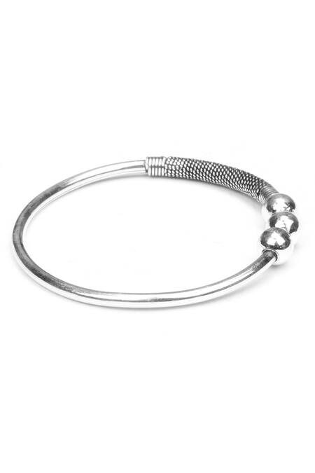 Sangeeta Boochra Silver Plated Triple Beaded Textured Bracelet Online at Aza Fashions Sangeeta Boochra_Silver Plated Triple Beaded Textured Bracelet _Online_at_Aza_Fashions
