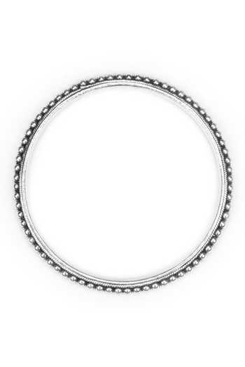 Buy_Sangeeta Boochra_Silver Plated Beads Zeta Textured Bangle _Online_at_Aza_Fashions