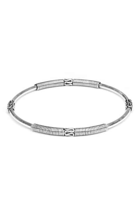 Sangeeta Boochra_Silver Plated Sofia Carved Bracelet _Online_at_Aza_Fashions