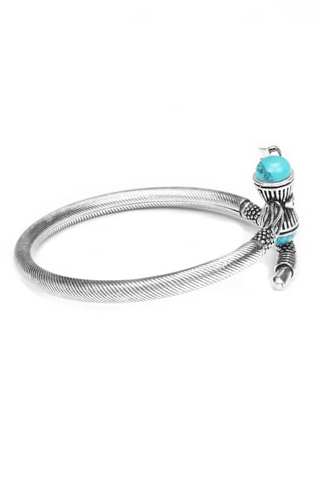 Buy Sangeeta Boochra Silver Plated Stones Trishul Carved Bracelet With Turquoise Online at Aza Fashions Buy_Sangeeta Boochra_Silver Plated Stones Trishul Carved Bracelet With Turquoise _Online_at_Aza_Fashions