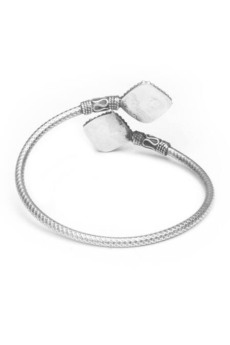 Sangeeta Boochra_Black Stones Onyx Embellished Silver Bracelet _Online_at_Aza_Fashions