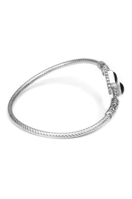 Buy_Sangeeta Boochra_Black Stones Onyx Embellished Silver Bracelet _Online_at_Aza_Fashions