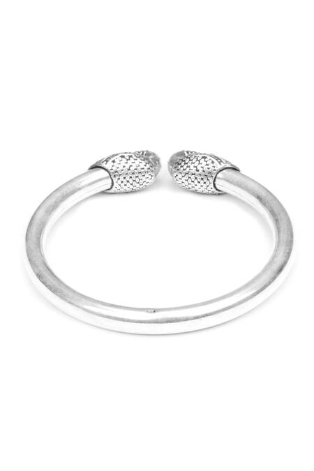 Sangeeta Boochra_Silver Plated Peacock Motif Carved Bracelet _Online_at_Aza_Fashions