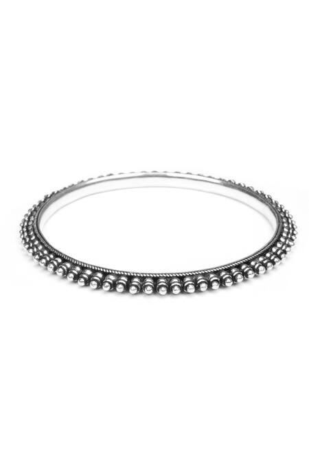 Sangeeta Boochra_Silver Plated Beads Textured Bangle _Online_at_Aza_Fashions