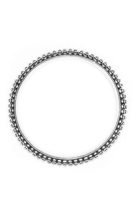 Buy_Sangeeta Boochra_Silver Plated Beads Textured Bangle _Online_at_Aza_Fashions