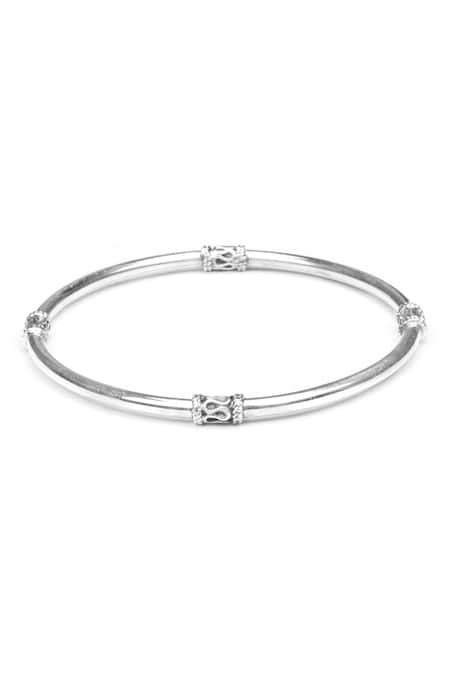 Sangeeta Boochra_Silver Plated Marta Carved Unit Bracelet _Online_at_Aza_Fashions