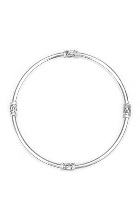 Buy_Sangeeta Boochra_Silver Plated Marta Carved Unit Bracelet _Online_at_Aza_Fashions