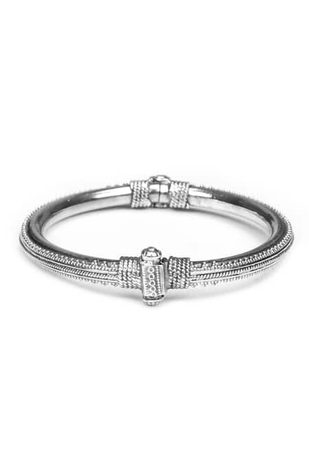 Sangeeta Boochra_Silver Plated Carved Bracelet _Online_at_Aza_Fashions