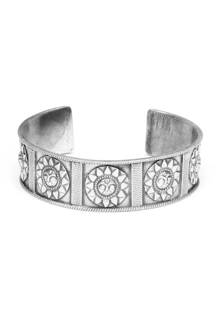 Sangeeta Boochra Carved Silver Cuff Bracelet 