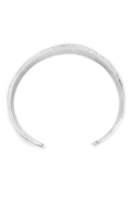 Shop_Sangeeta Boochra_Silver Plated Carved Cuff Bracelet _Online_at_Aza_Fashions