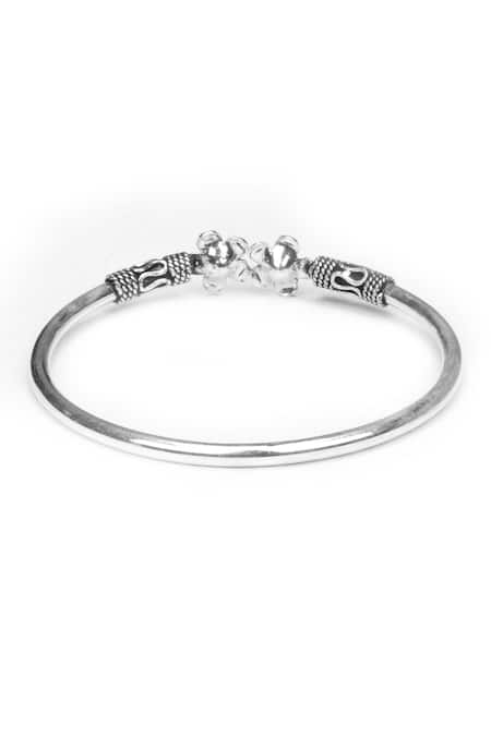 Sangeeta Boochra_Silver Plated Floral Carved Bracelet _Online_at_Aza_Fashions