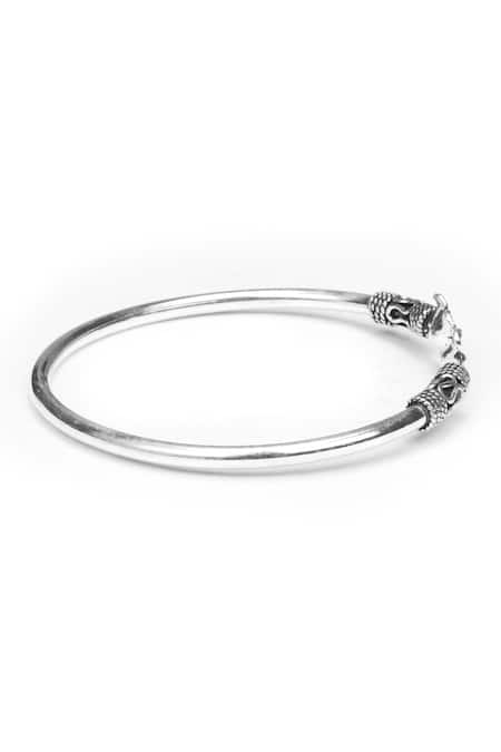 Buy_Sangeeta Boochra_Silver Plated Floral Carved Bracelet _Online_at_Aza_Fashions