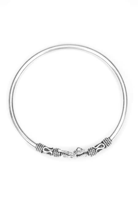 Shop_Sangeeta Boochra_Silver Plated Zarita Snake Motif Bracelet _Online_at_Aza_Fashions