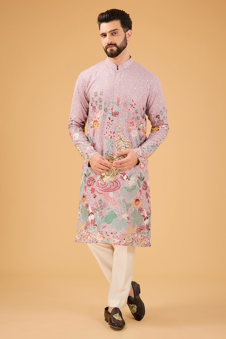 Kasbah Embroidered Purple Straight Kurta 