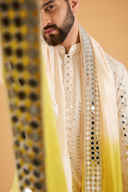 Kasbah Multi Color Ombre Mirrorwork Kurta & Stole 