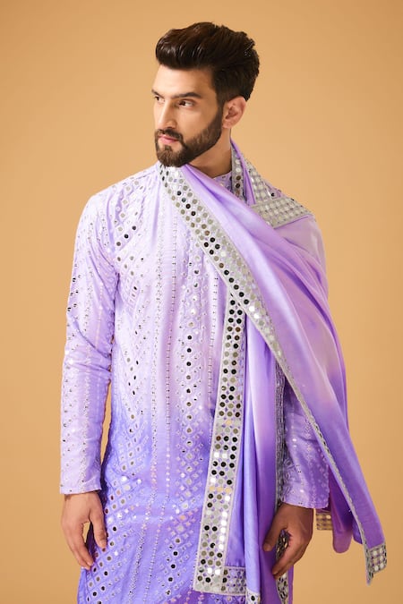 Kasbah Ombre Mirror Embroidered Kurta & Stole 