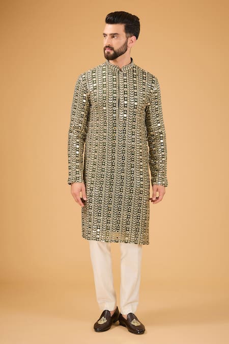 Kasbah Mirror & Thread Embroidered Straight Kurta 