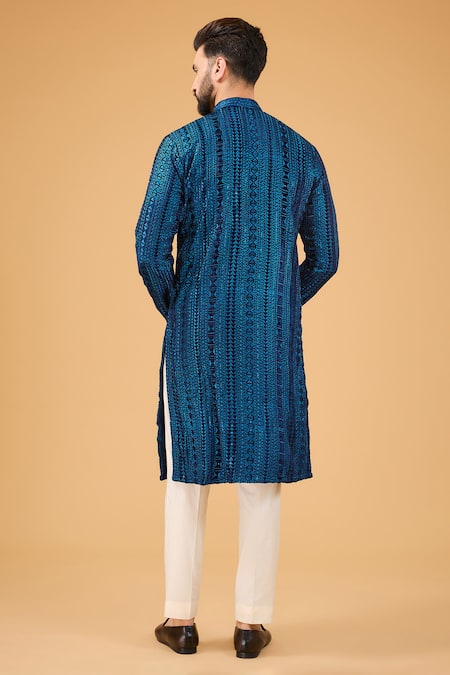 Kasbah Blue Thread Embroidered Kurta 