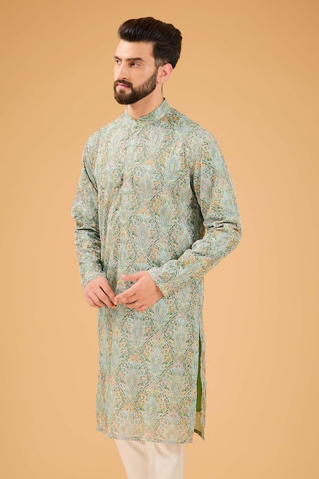 Kasbah_Multi Color Georgette Embroidery Chikankari Kurta _Online_at_Aza_Fashions