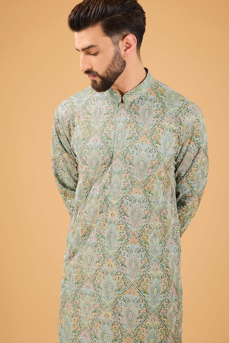 Buy_Kasbah_Multi Color Georgette Embroidery Chikankari Kurta _Online_at_Aza_Fashions