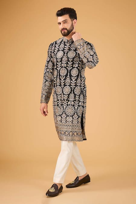 Kasbah Floral Chikankari Embroidered Kurta 