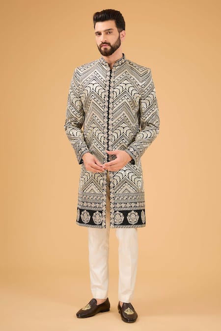 Kasbah Floral Zari Embroidered Sherwani 