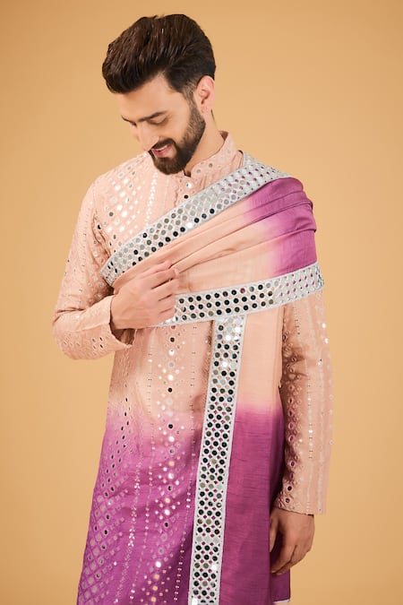 Kasbah Ombre Gradient Embroidered Kurta & Stole 