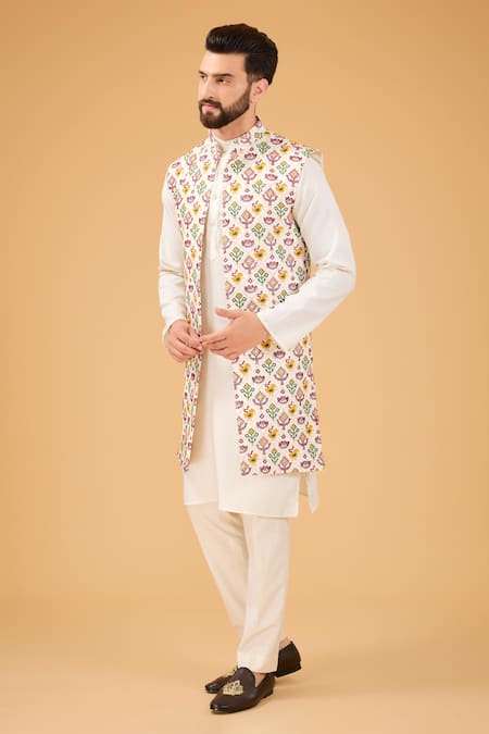 Kasbah Phulkari Embroidered Nehru Jacket 