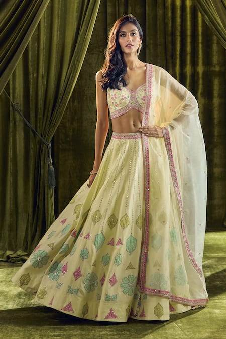 Samyukta Singhania Floral Patchwork Embroidered Lehenga Set 