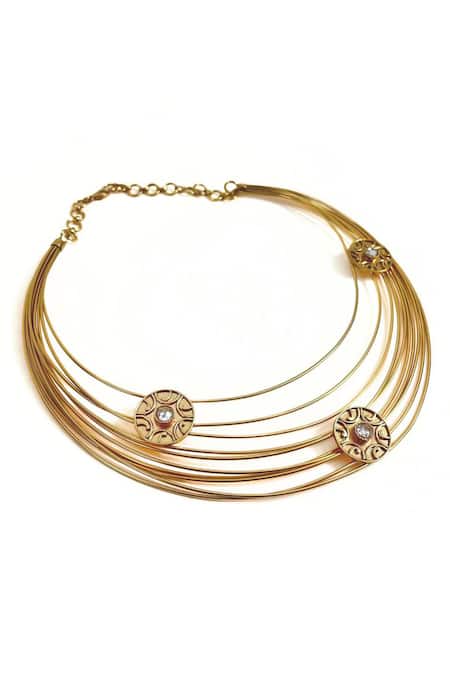 Suhani Pittie Gold Crystal Embellished Spiral Choker 
