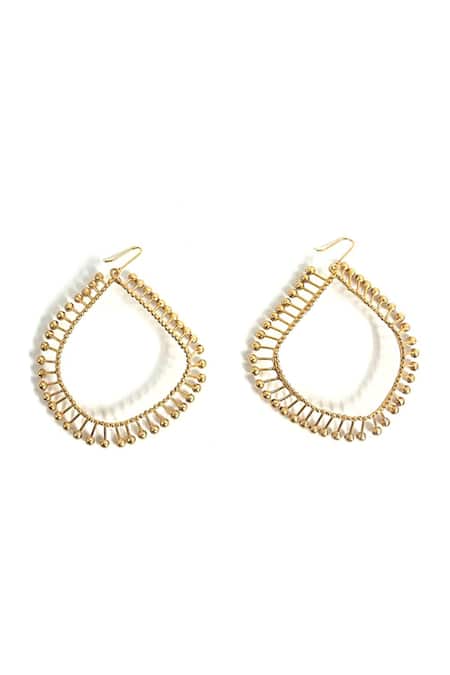 Shop Suhani Pittie Gold Plated Beads Hoop Dangler Earrings at Aza Fashions Shop_Suhani Pittie_Gold Plated Beads Hoop Dangler Earrings _at_Aza_Fashions