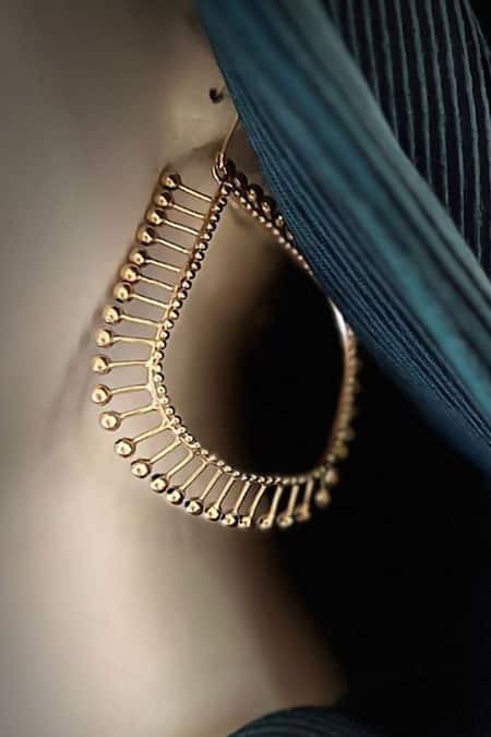 Suhani Pittie Gold Plated Beads Hoop Dangler Earrings Online at Aza Fashions Suhani Pittie_Gold Plated Beads Hoop Dangler Earrings _Online_at_Aza_Fashions