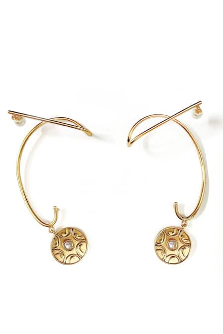 Shop Suhani Pittie Gold Plated Crystals, Pearls And Earcuffs Set at Aza Fashions Shop_Suhani Pittie_Gold Plated Crystals, Pearls And Earcuffs Set _at_Aza_Fashions