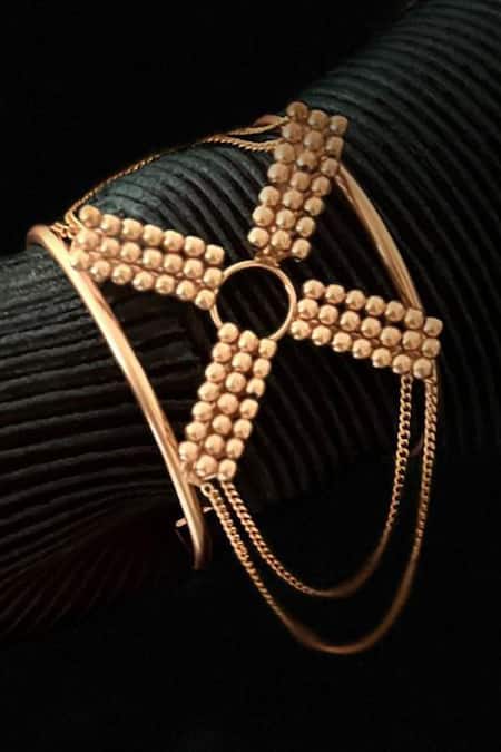 Suhani Pittie Gold Plated Beads, Chains Handcrafted Adjustable Cuff Bracelet Online at Aza Fashions Suhani Pittie_Gold Plated Beads, Chains Handcrafted Adjustable Cuff Bracelet _Online_at_Aza_Fashions