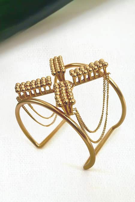 Buy Suhani Pittie Gold Plated Beads, Chains Handcrafted Adjustable Cuff Bracelet Online at Aza Fashions Buy_Suhani Pittie_Gold Plated Beads, Chains Handcrafted Adjustable Cuff Bracelet _Online_at_Aza_Fashions