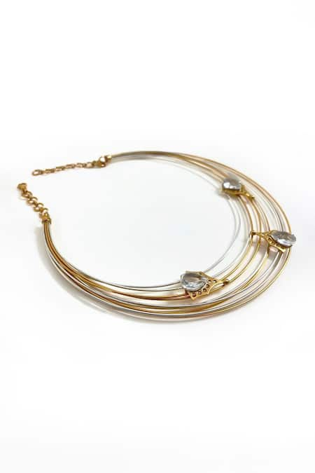 SUHANI PITTIE Cyber Crystal 22kt Gold Plated Choker 