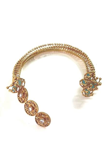 Shop Suhani Pittie Gold Plated And Turquoise Crystal Choker at Aza Fashions Shop_Suhani Pittie_Gold Plated And Turquoise Crystal Choker _at_Aza_Fashions
