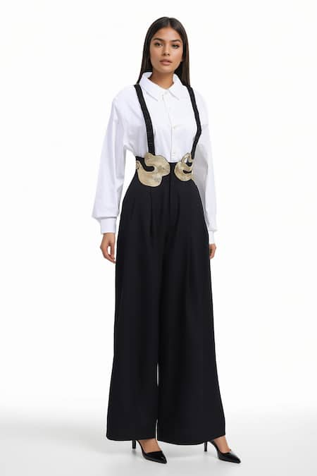 AK-OK Shirt With Patchwork Waist Suspender Trouser 