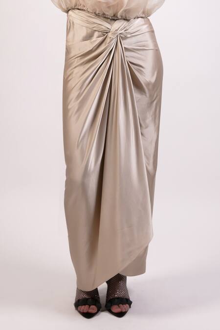 AK-OK Ivory Organza Patchwork, Embroidery Round Neck Crop Top And Draped Skirt Online at Aza Fashions AK-OK_Ivory Organza Patchwork, Embroidery Round Neck Crop Top And Draped Skirt _Online_at_Aza_Fashions