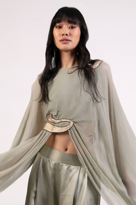 Buy AK-OK Gray Cotton Patchwork Embroidered Cape Set Online at Aza Fashions Buy_AK-OK_Gray Cotton Patchwork Embroidered Cape Set _Online_at_Aza_Fashions