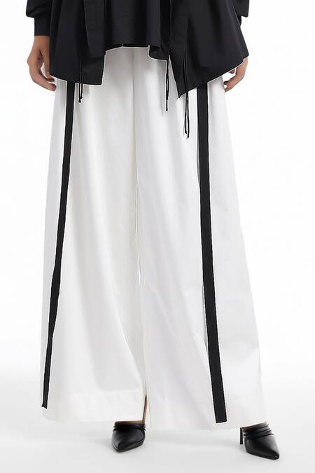 Buy AK-OK Black Cotton Tassels Shawl Neck Asymmetric Ruched Shirt And Trouser Set Online at Aza Fashions Buy_AK-OK_Black Cotton Tassels Shawl Neck Asymmetric Ruched Shirt And Trouser Set _Online_at_Aza_Fashions