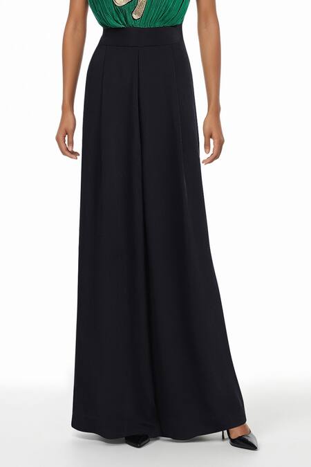 AK-OK Black Cotton Embroidery, Patchwork V-neck Color Block Jumpsuit With Top Online at Aza Fashions AK-OK_Black Cotton Embroidery, Patchwork V-neck Color Block Jumpsuit With Top _Online_at_Aza_Fashions