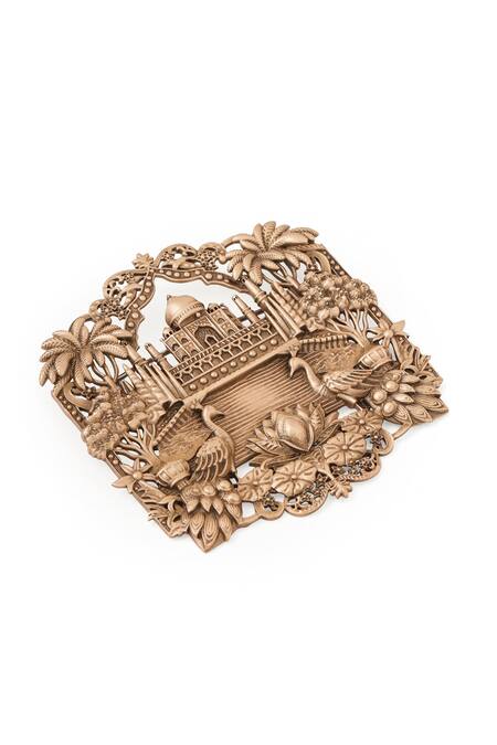 Shop Cosa Nostraa Gold Cut Work Taj Mahal Garden Oxidised Brooch Online at Aza Fashions Shop_Cosa Nostraa_Gold Cut Work Taj Mahal Garden Oxidised Brooch _Online_at_Aza_Fashions